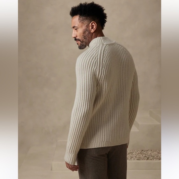 BANANA REPUBLICANS RETE CABLE-KNIT FISHERMAN WOOL CASHMERE SWEATER SIZE XXL TALL - Picture 2 of 5